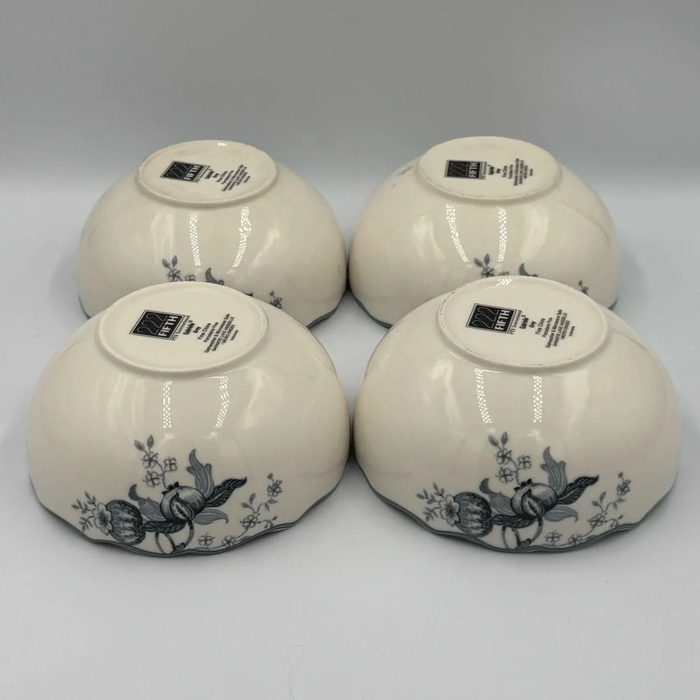 222 Fifth “Gabrielle Grey” Porcelain Soup/cereal Bowls- Set of 4